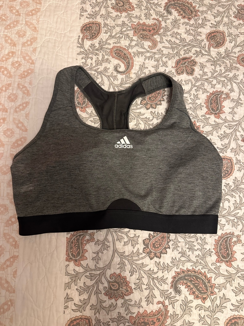 adidas Gray and Black Racerback Sports Bra